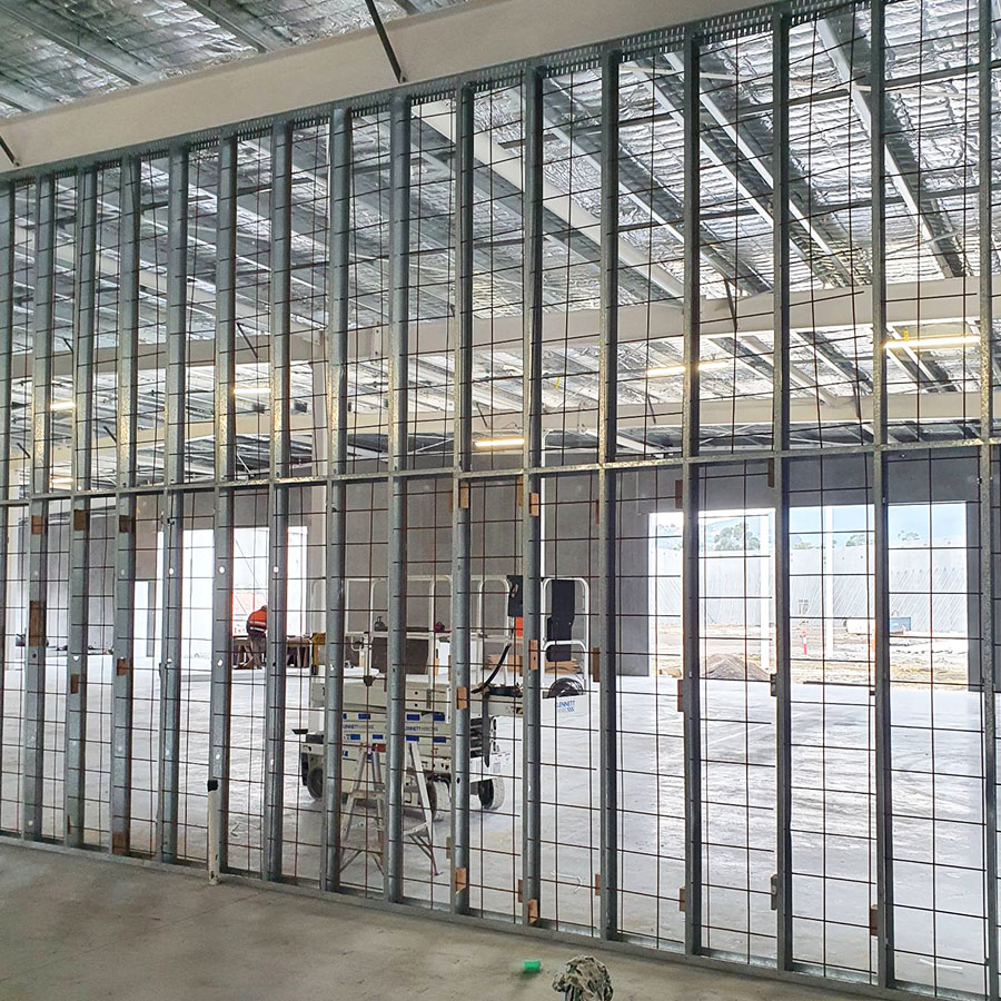 Wall framing in commercial building