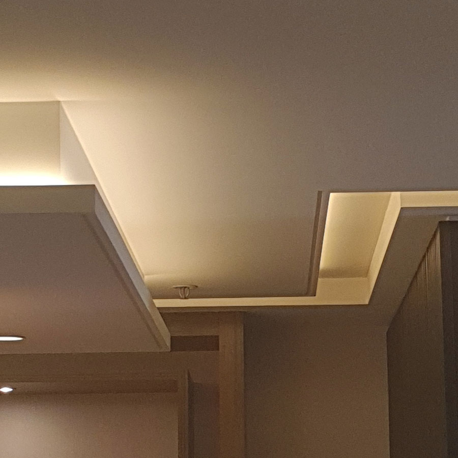 Hotel room ceiling reveals