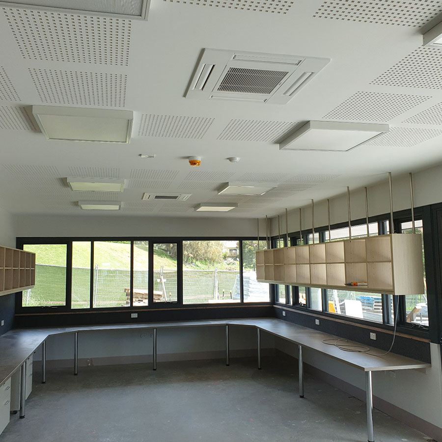 Suspended ceiling in a school