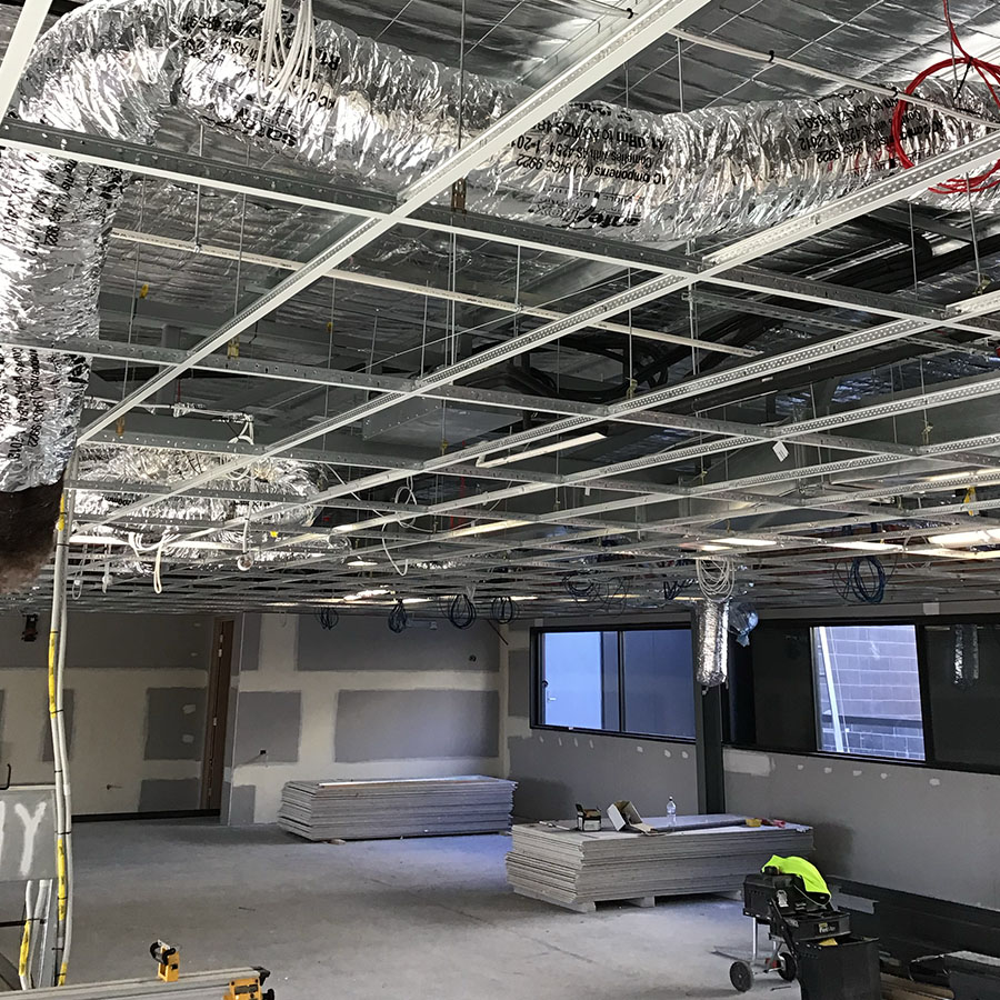 Suspended ceiling in commercial office